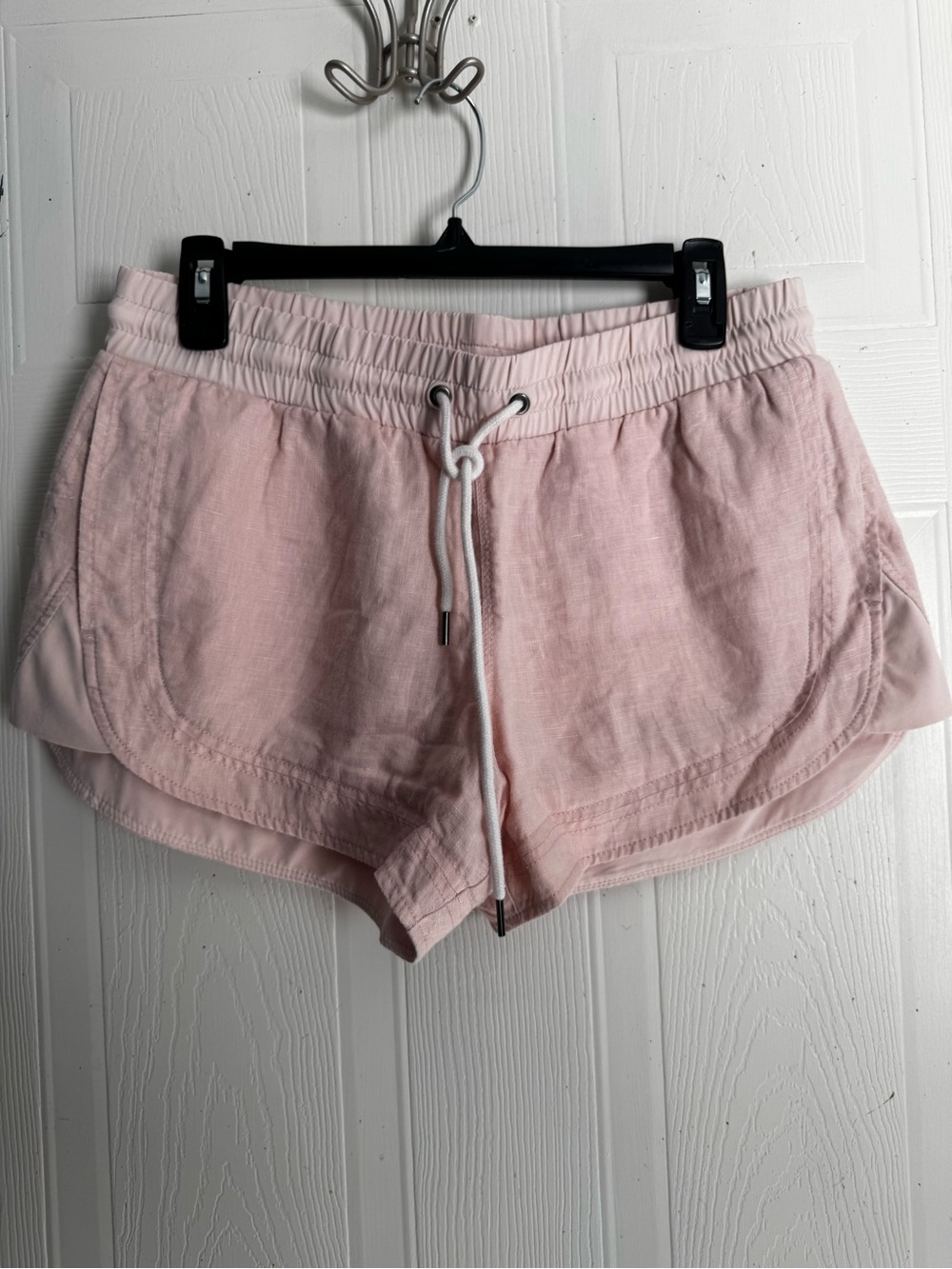 Athleta Light Pink Linen-Blend Athletic Shorts with Drawstring